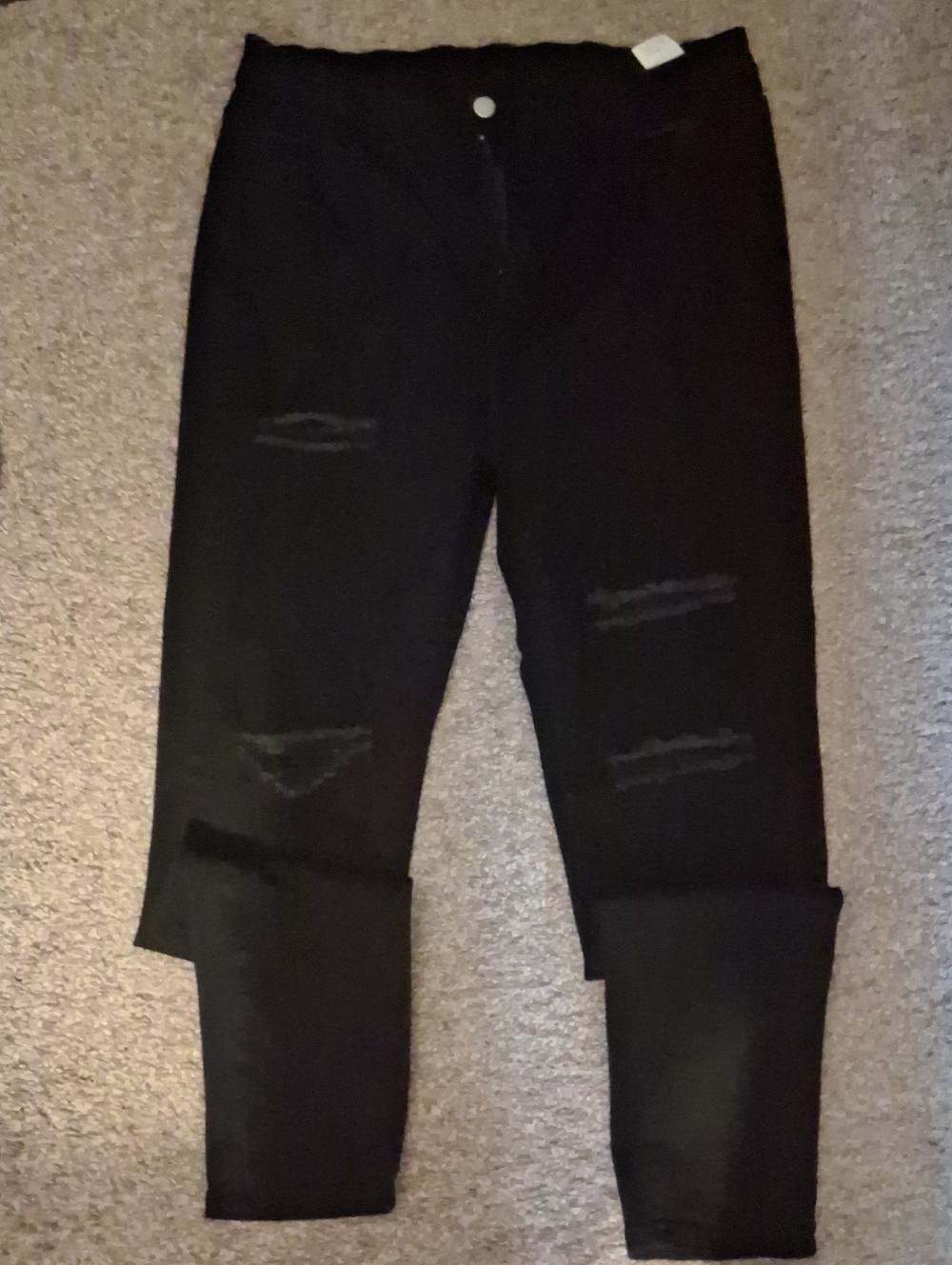 Black Distressed Cuffed Jeans